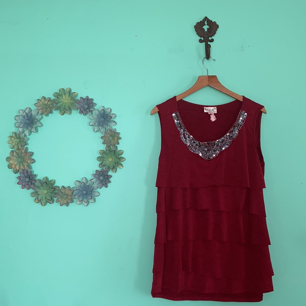 Lavish-Layered ruffled tank top